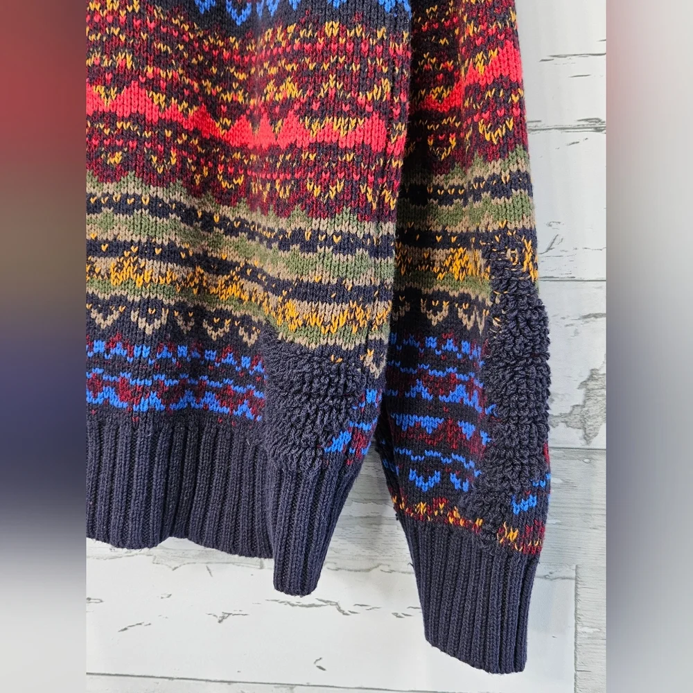 Rails‎ Mens Shawl Full Zip Cardigan Large Striped Blue Multicolor Cotton Blend